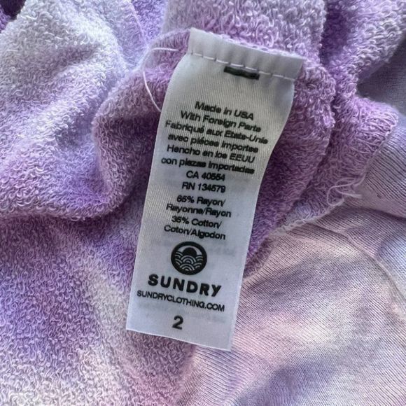 NWT SUNDRY‎ Purple Tie Die Crew Neck Sweater (1) - Picture 5 of 6